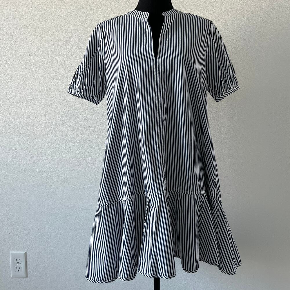 J Crew Delilah Dress In Striped Cotton Poplin XS Pockets